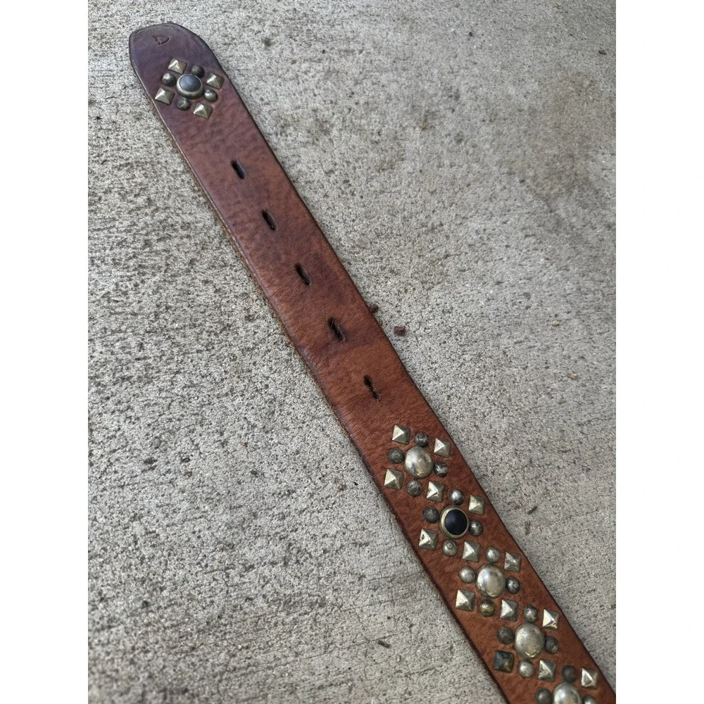 HTC Leather Belt Studded Brown Size 42 Rockabilly 40s 50s Vintage Style
